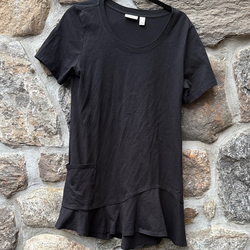 LOGO by Lori Goldstein Black Ruffle Hem dress